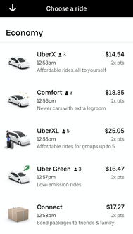 Proposition d’une offre “green” par Uber pour un trajet