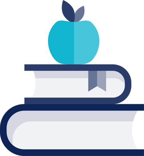 pomme sur livres