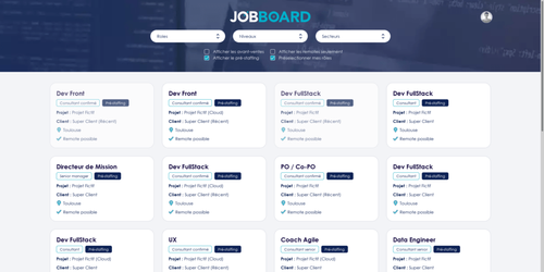 Capture d'écran de la nouvelle version du Jobboard d'Octo Technology