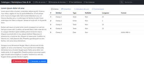 Example of data product first level of documentation.