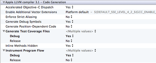 Configure coverage Xcode main target
