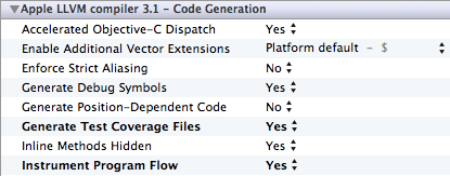 Configure coverage Xcode test target