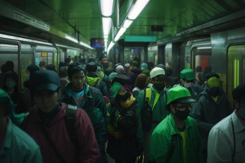 Image photorealiste d'un métro bondé